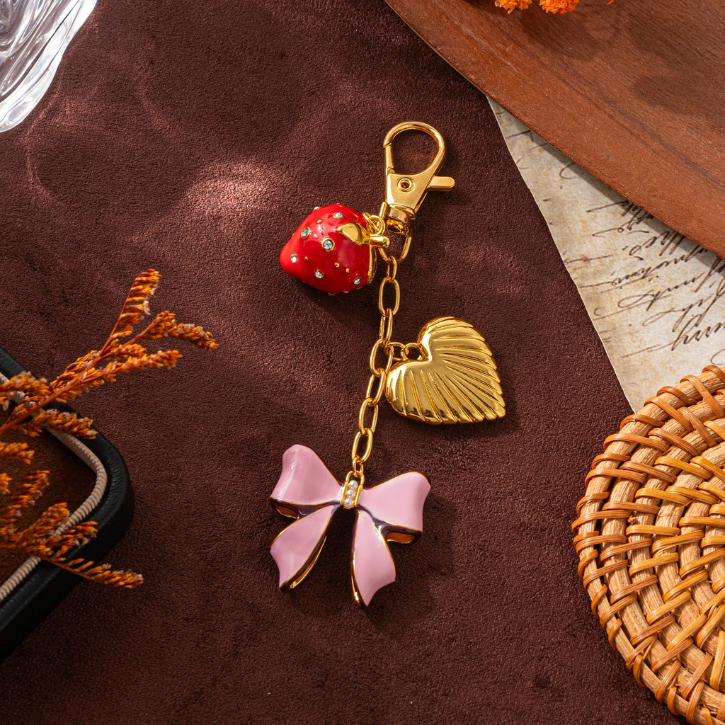 DIY Fashion Trendy Keychain Bag Pendant Free Matching Accessories Gold Plated Color Preserved Women's Gift