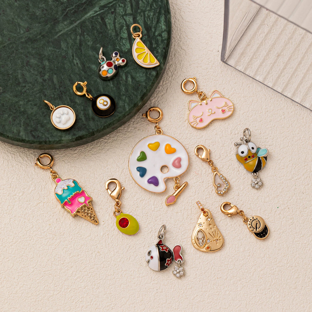 【DIY Pendant】18K Gold Plated Copper Enamel Charm Pendant - PC001