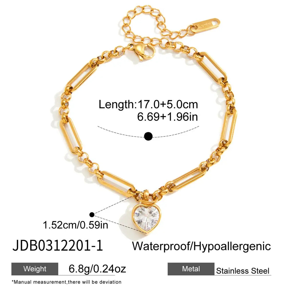 CZ Drop Chain Bracelet Stack — Stainless Steel · PS008