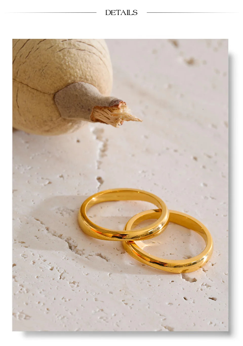 Geometric ring in 18K gold-plated stainless steel.