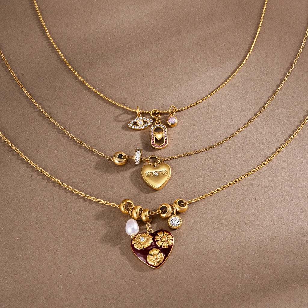 Mom Heart Pendant Necklace — Stainless Steel · PS328