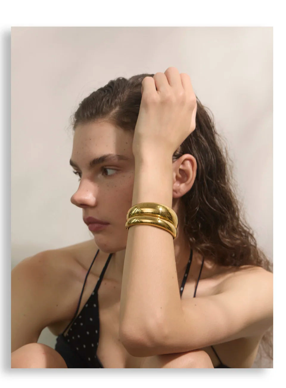 Geometric Layered Bracelet — 18K Gold-Plated Stainless Steel · PS2054
