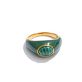 White shell enamel ring in 18K gold-plated stainless steel with natural stone and shell.