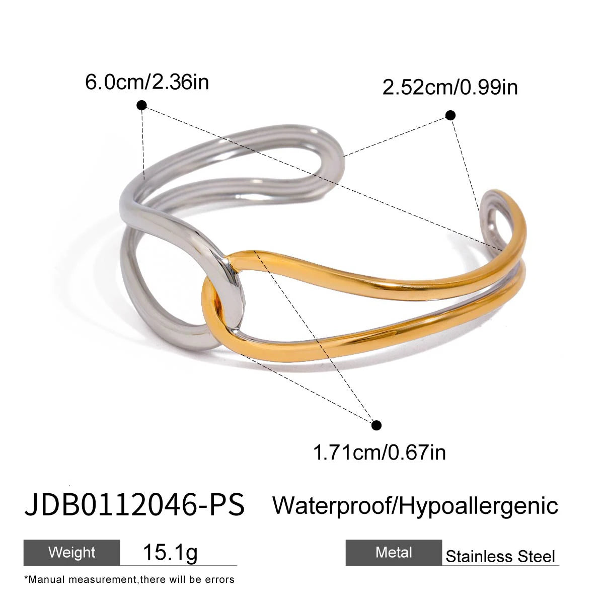 Two-Tone Chunky Bracelet Stack — Stainless Steel · PS041