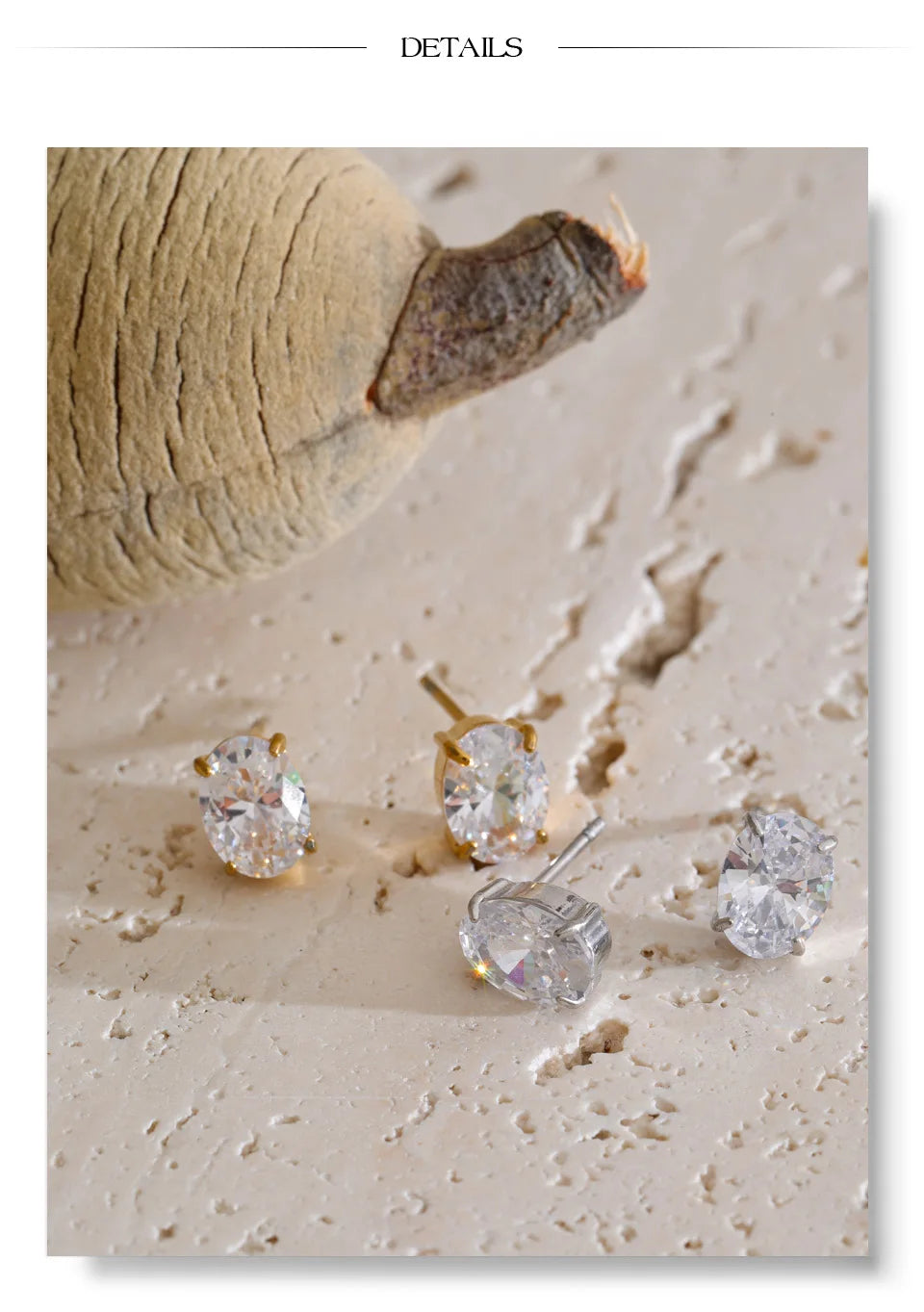 Cubic Zirconia Geometric Earrings — Gold-Plated Stainless Steel with Cubic Zirconia · PS2019