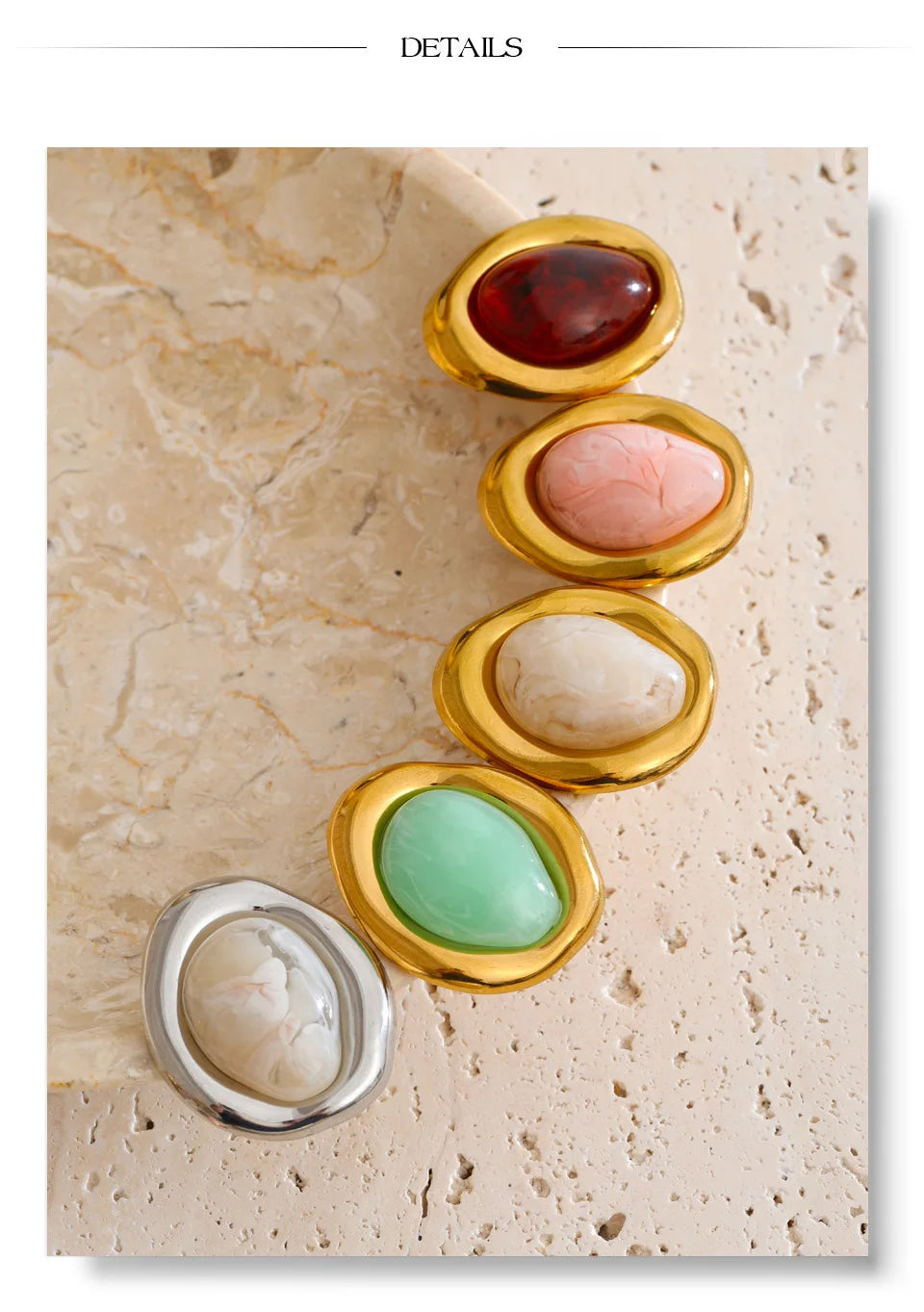 Resin Multi-Color Geometric Earrings — Stainless Steel with Resin · PS1558