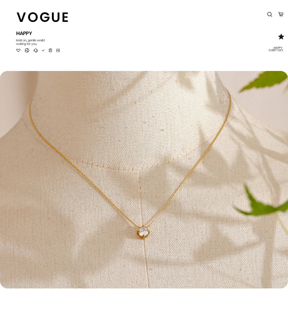 Cubic zirconia geometric necklace in gold-plated stainless steel with cubic zirconia.
