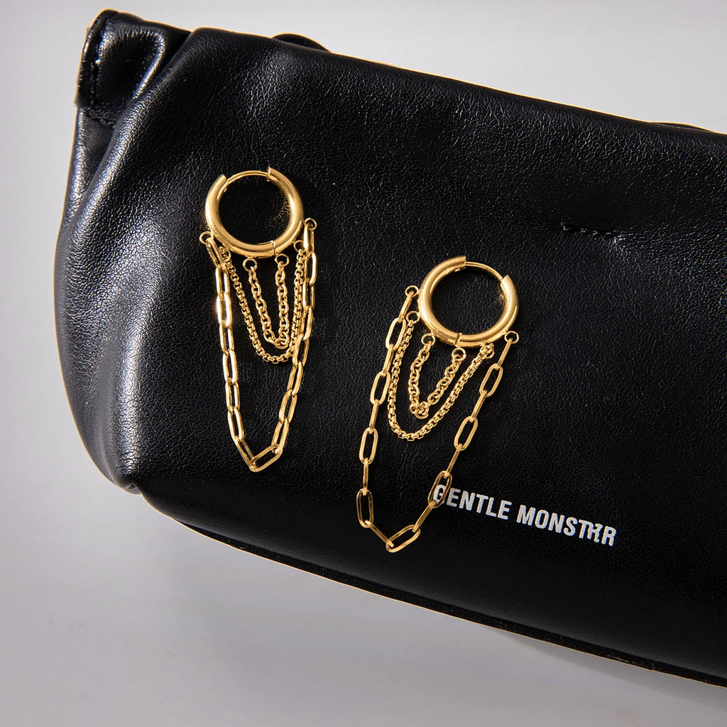 Chain Link Hoop Earrings — Stainless Steel · PS090