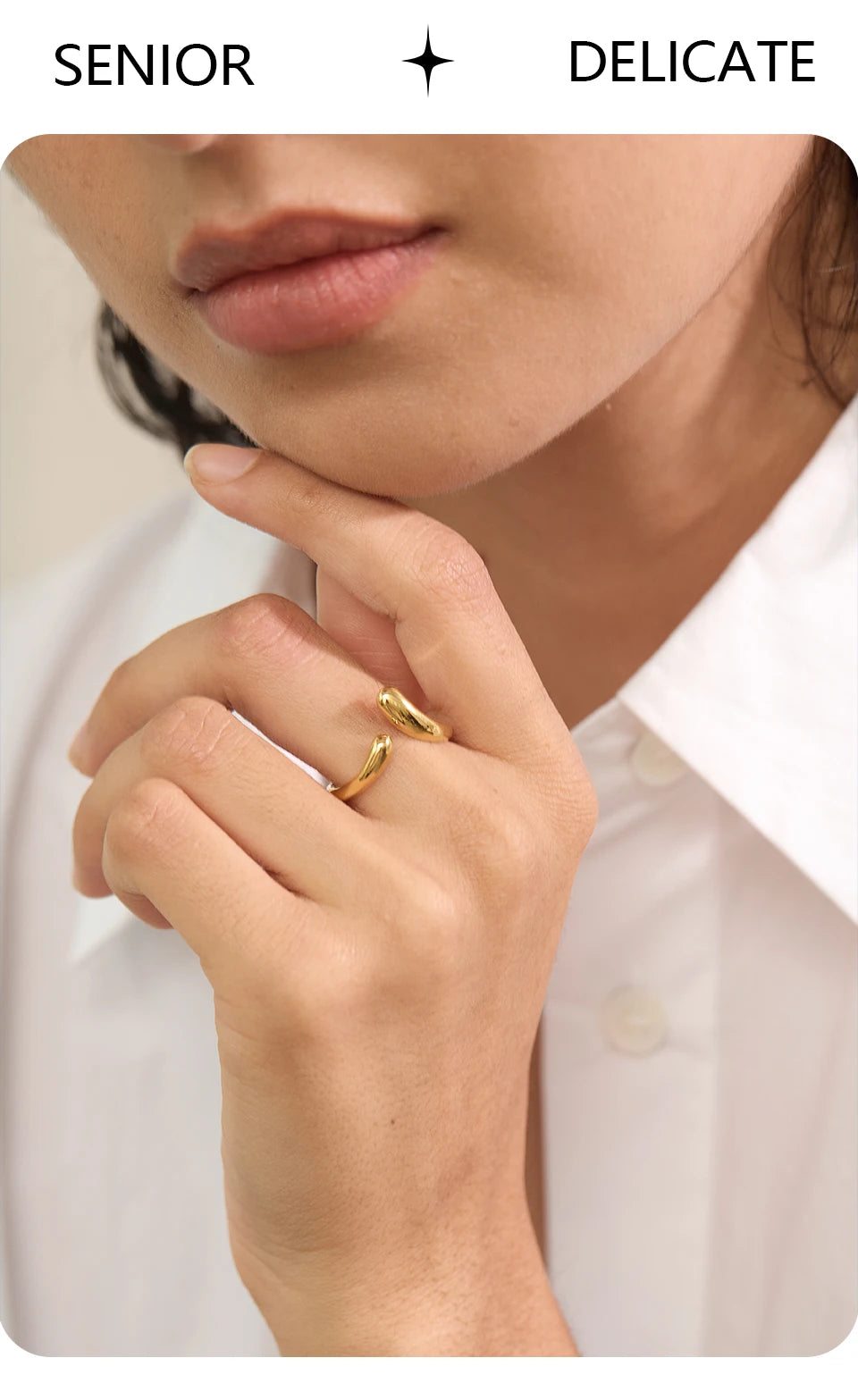 Minimalist geometric ring in gold-plated stainless steel.
