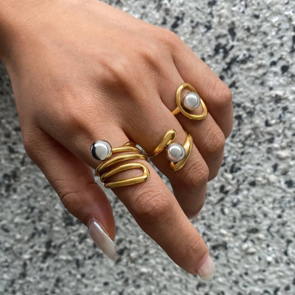 Two-Tone Steel Ball Ring — Stainless Steel · PS370