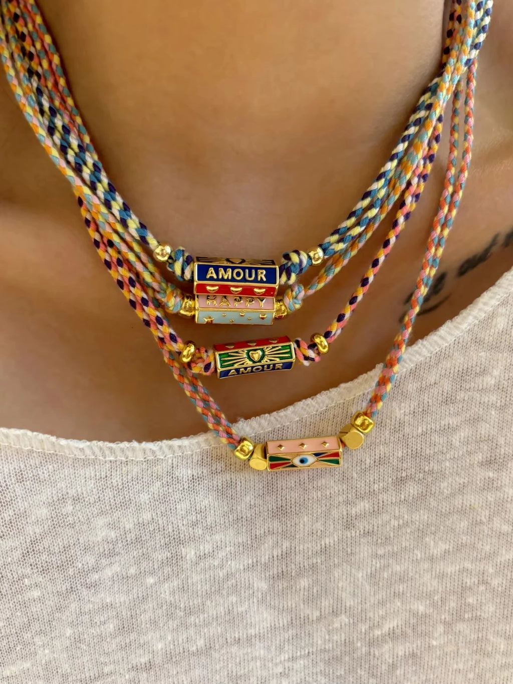 Tribal Style Handmade Braided Rope Pendant Necklace and Bracelet