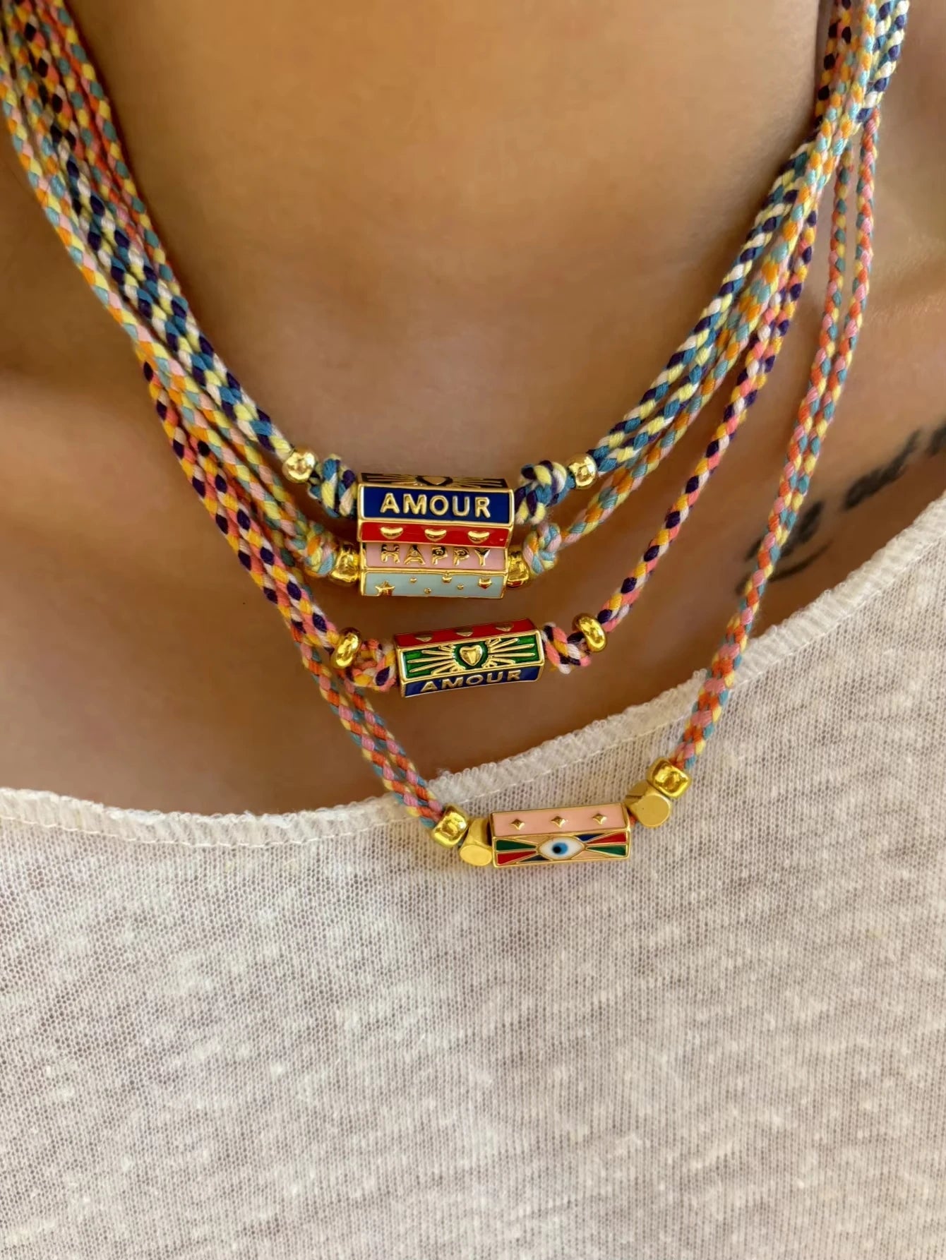 Tribal Style Handmade Braided Rope Pendant Necklace and Bracelet
