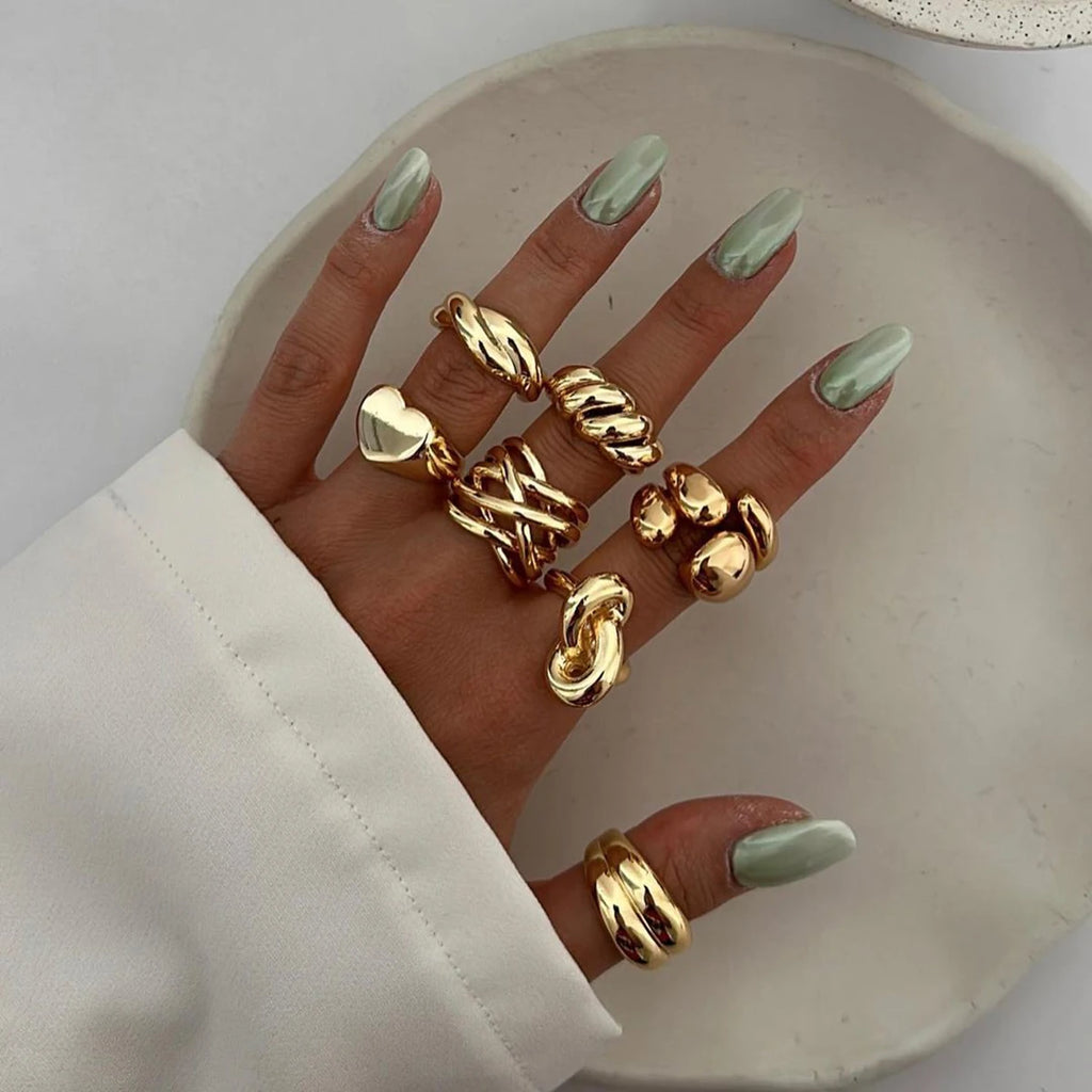 Chunky Statement Ring Stack — Stainless Steel · PS263