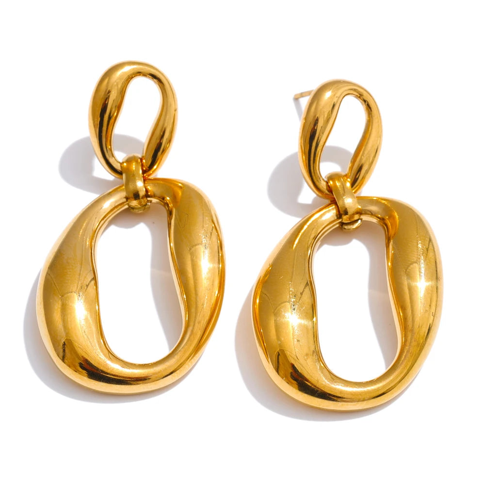 Geometric Earrings — 18K Gold-Plated Stainless Steel · PS1738
