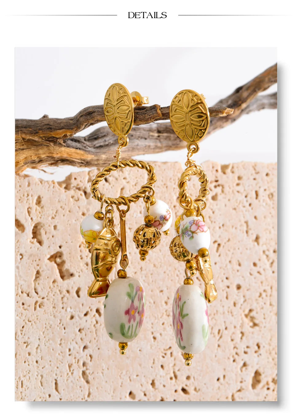 Flower Earrings — Gold-Plated Stainless Steel · PS1661