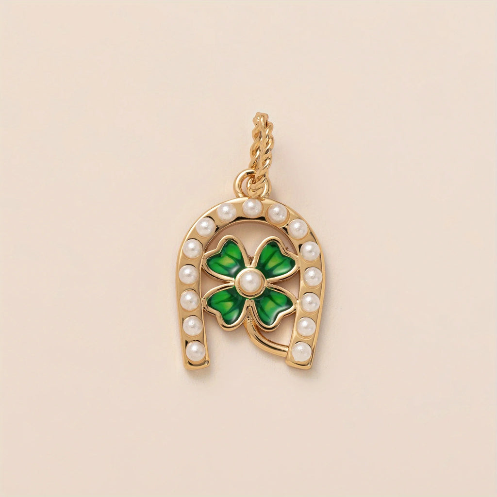 【DIY Pendant】Gold Plated Stainless Steel Lucky & Heart Charm Pendant - PS018