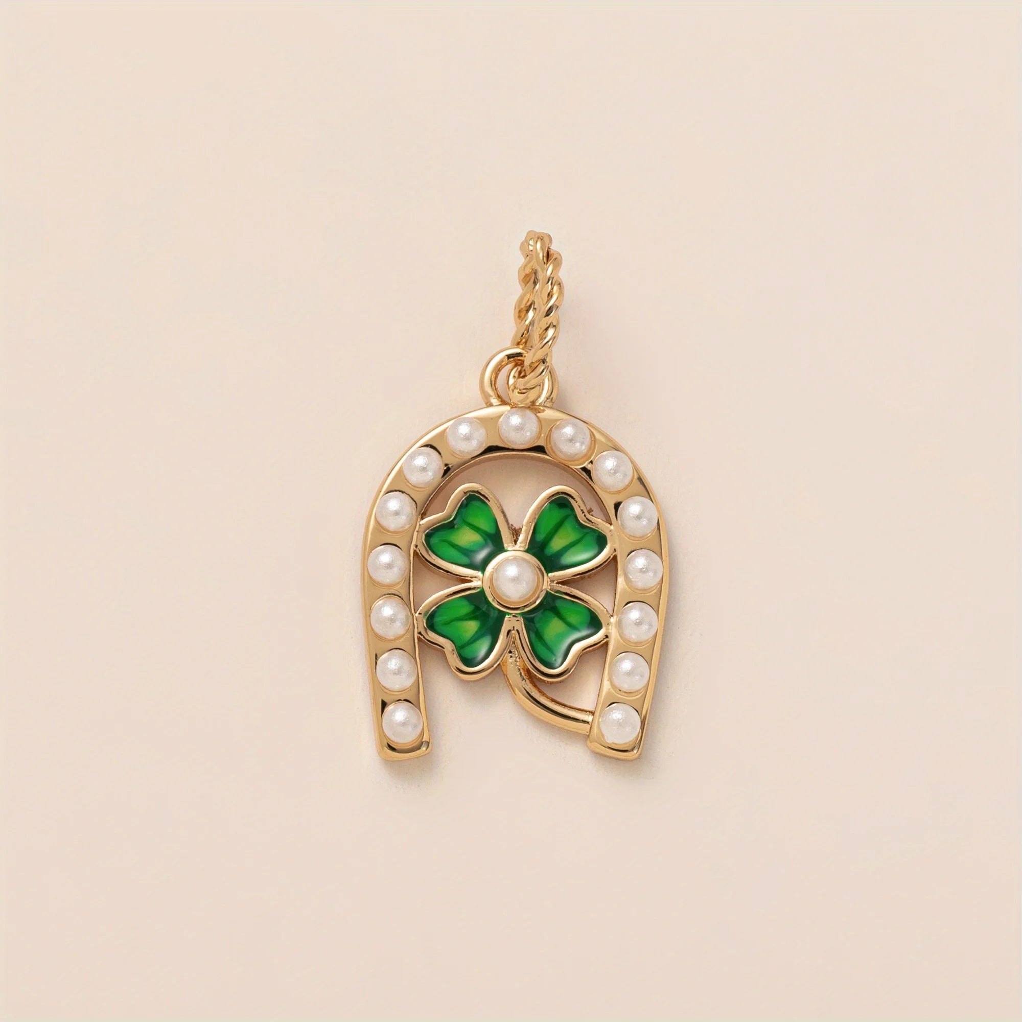 【DIY Pendant】Gold Plated Stainless Steel Lucky & Heart Charm Pendant - PS018