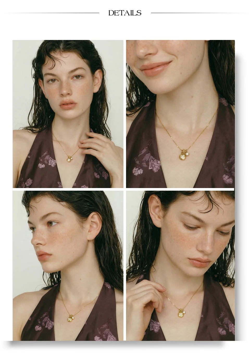 Cubic zirconia heart geometric necklace in gold-plated stainless steel with cubic zirconia.