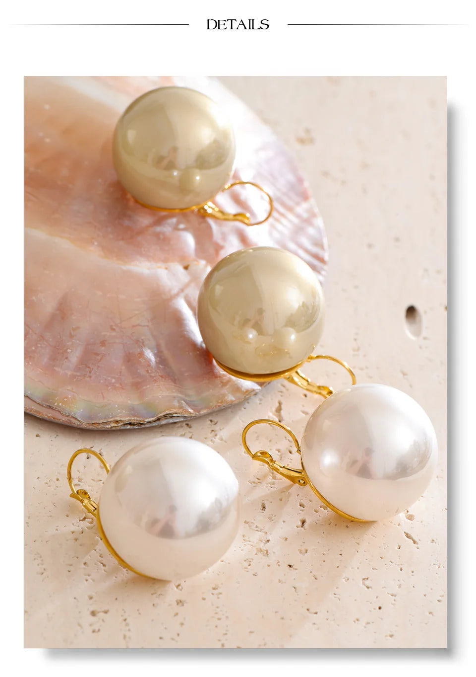 Pearl geometric earrings in gold-plated stainless steel with pearl.