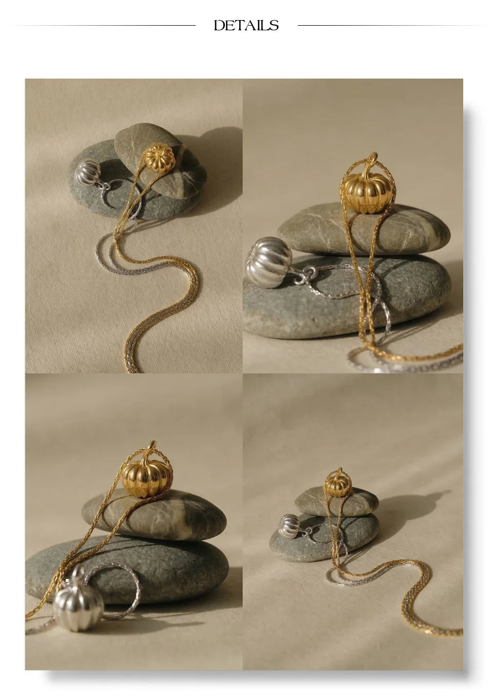 Geometric necklace in gold-plated stainless steel.