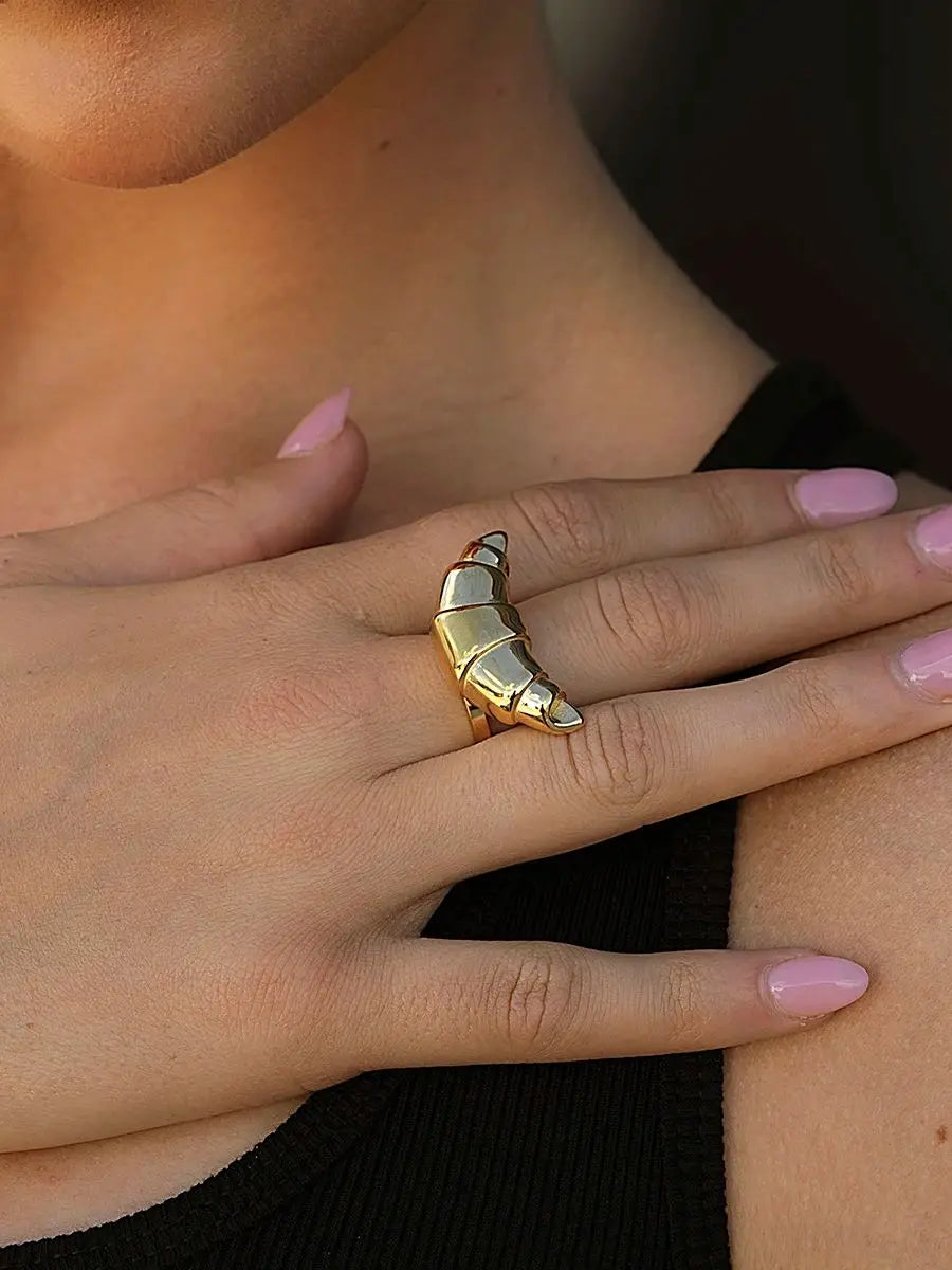 Spiral Shell Open Ring — Stainless Steel · PS245