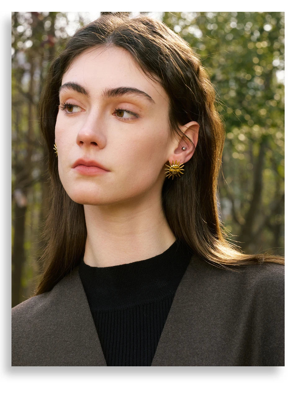 Black Sun Geometric Earrings — Gold-Plated Stainless Steel · PS1699