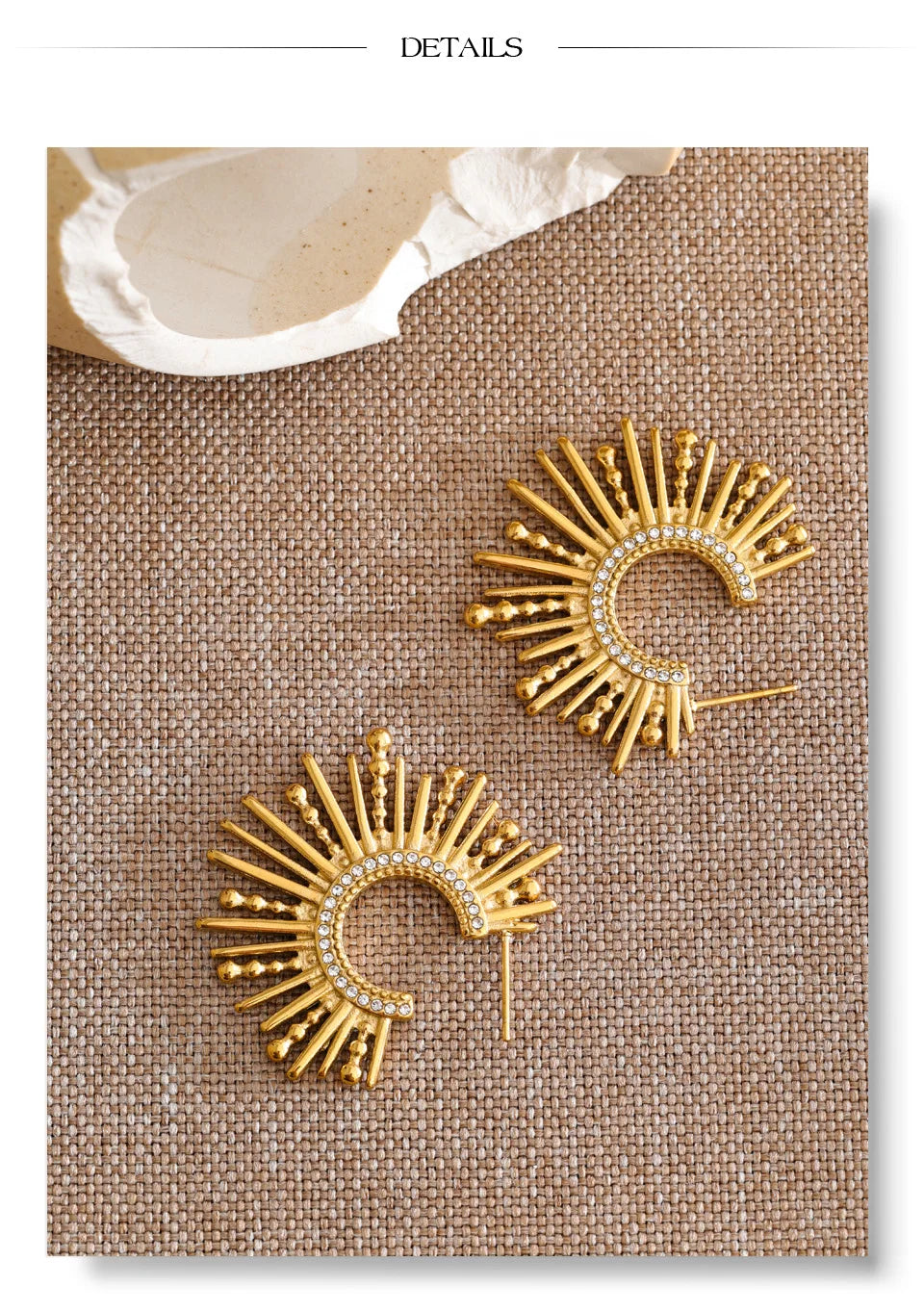 Cubic Zirconia Geometric Earrings — Gold-Plated Stainless Steel with Cubic Zirconia · PS1178