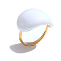 White enamel multi-color ring in 18K gold-plated stainless steel with enamel.
