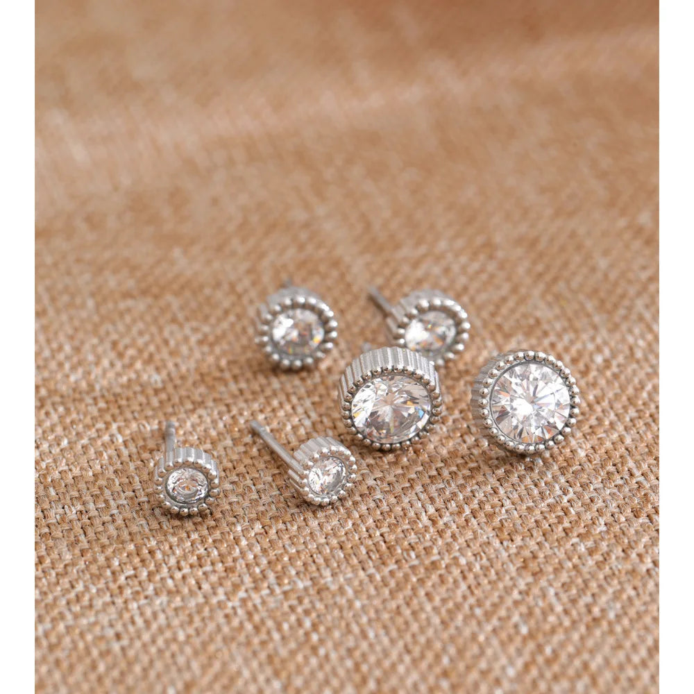 Cubic Zirconia Geometric Earrings — Gold-Plated Stainless Steel with Cubic Zirconia · PS1129