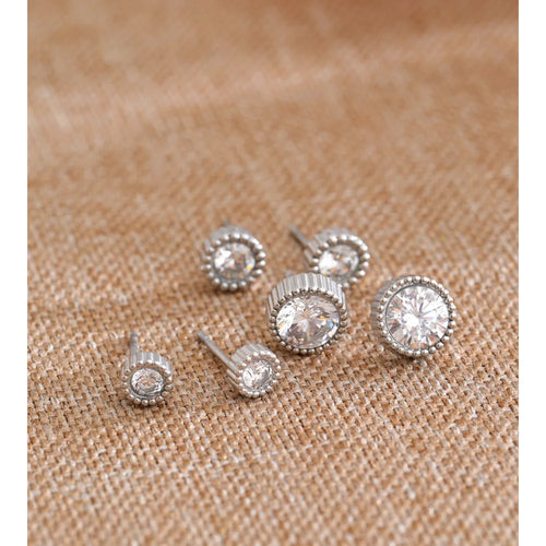 Cubic Zirconia Geometric Earrings — Gold-Plated Stainless Steel with Cubic Zirconia · PS1129