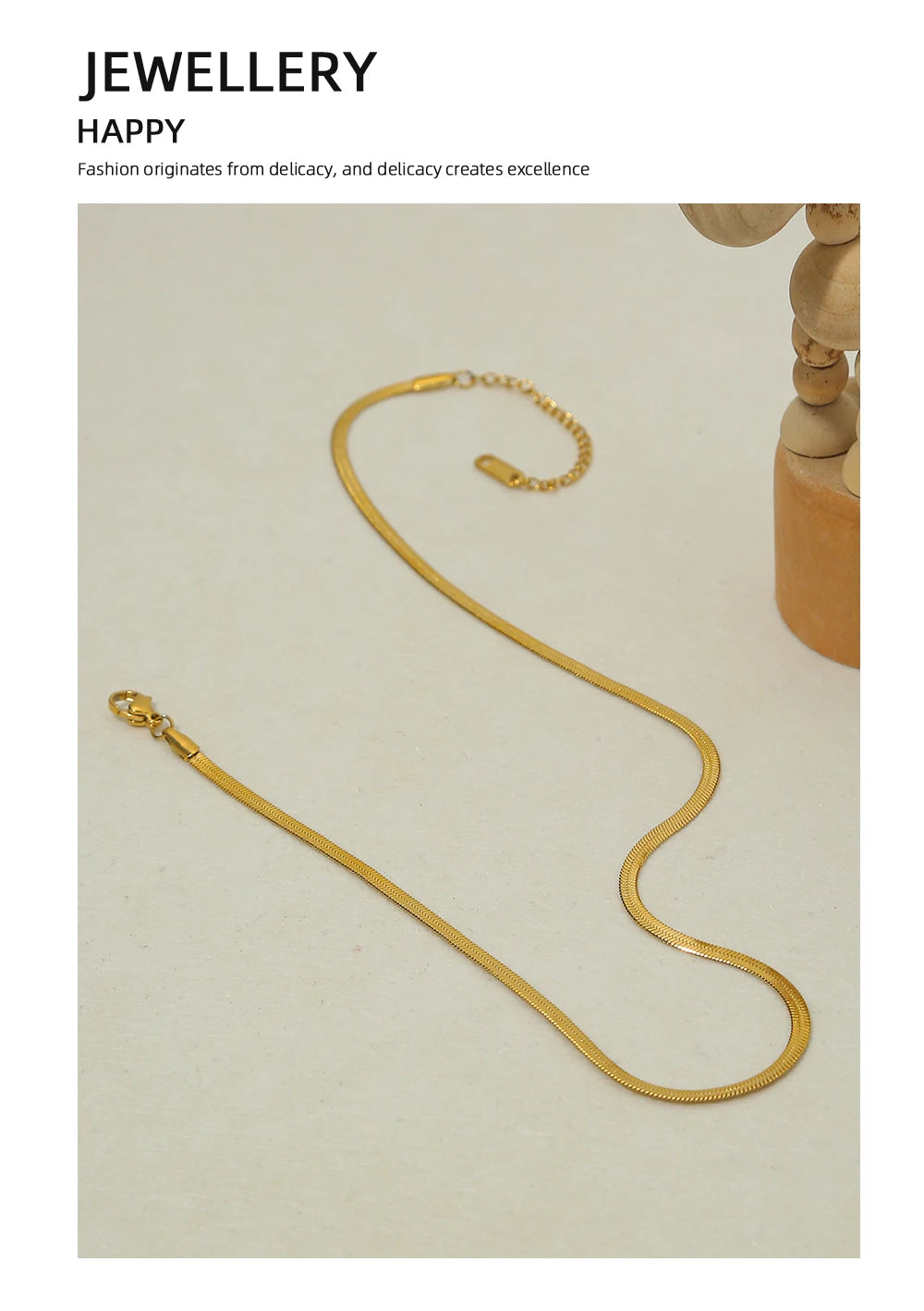 Snake Chain Choker Necklace Lock Charm — 316L Stainless Steel · PS449