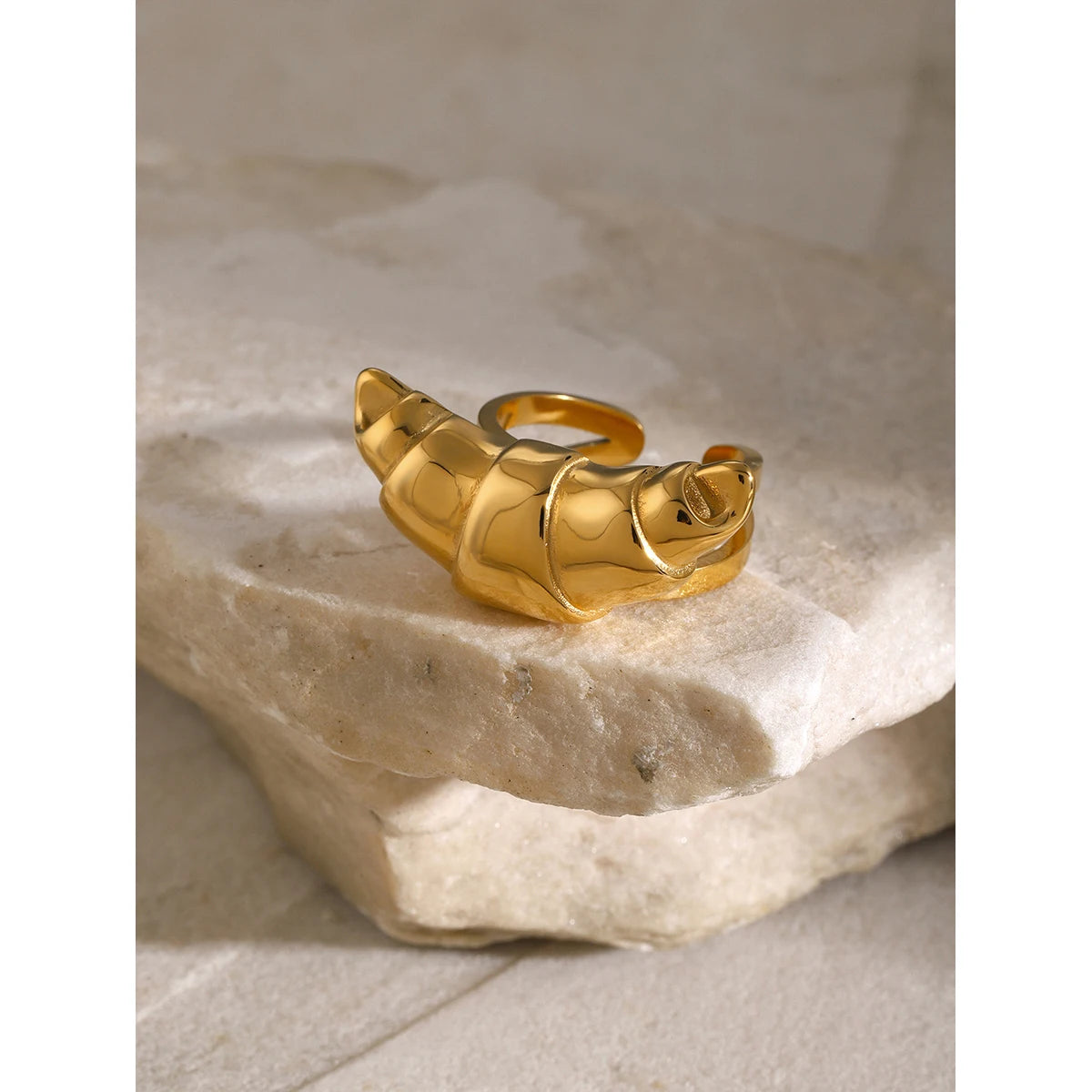 Spiral Shell Open Ring — Stainless Steel · PS245