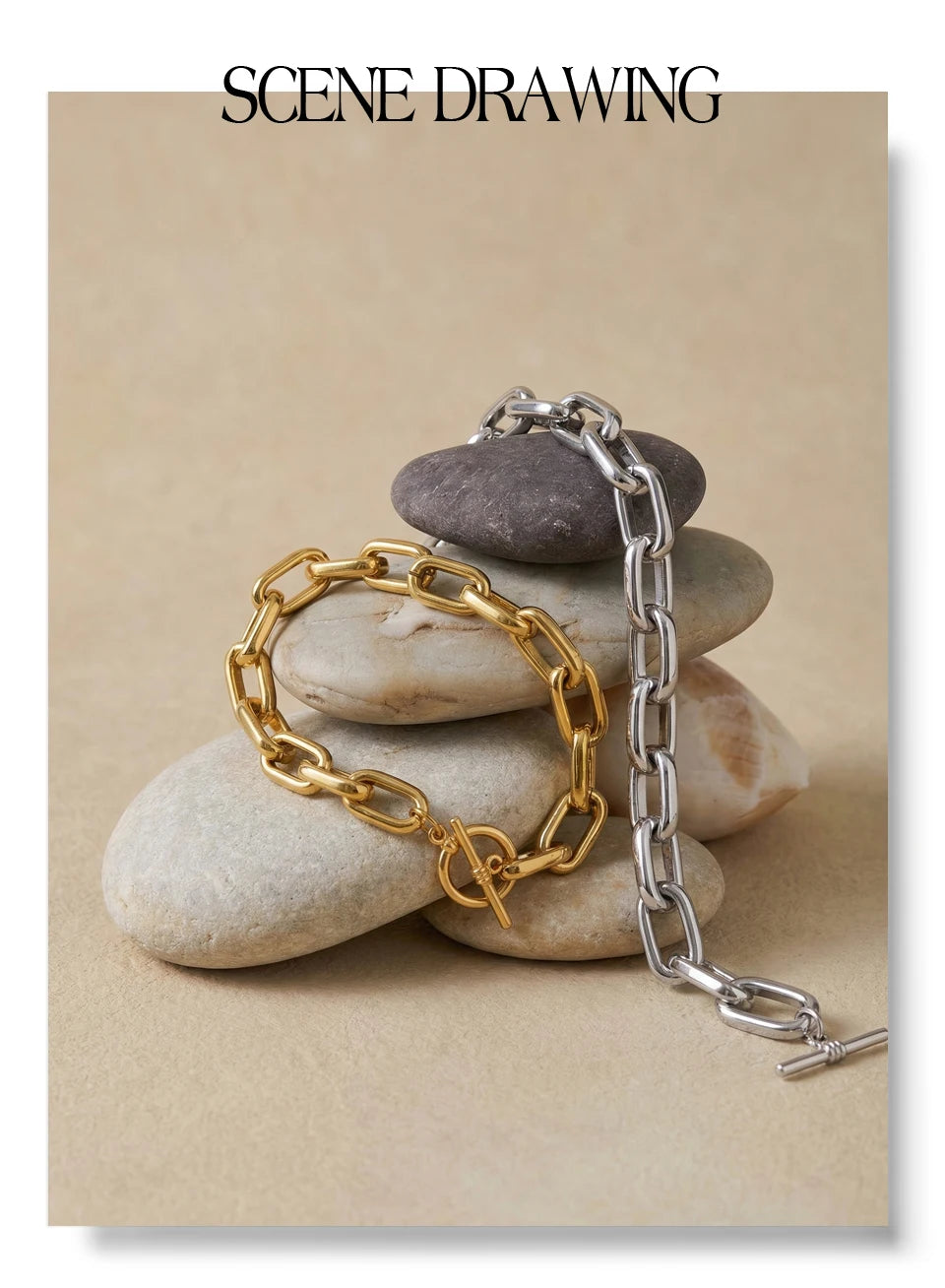 Geometric Chain Bracelet — Gold-Plated Stainless Steel · PS1157