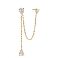 Cubic zirconia chain earrings in gold-plated stainless steel with cubic zirconia.
