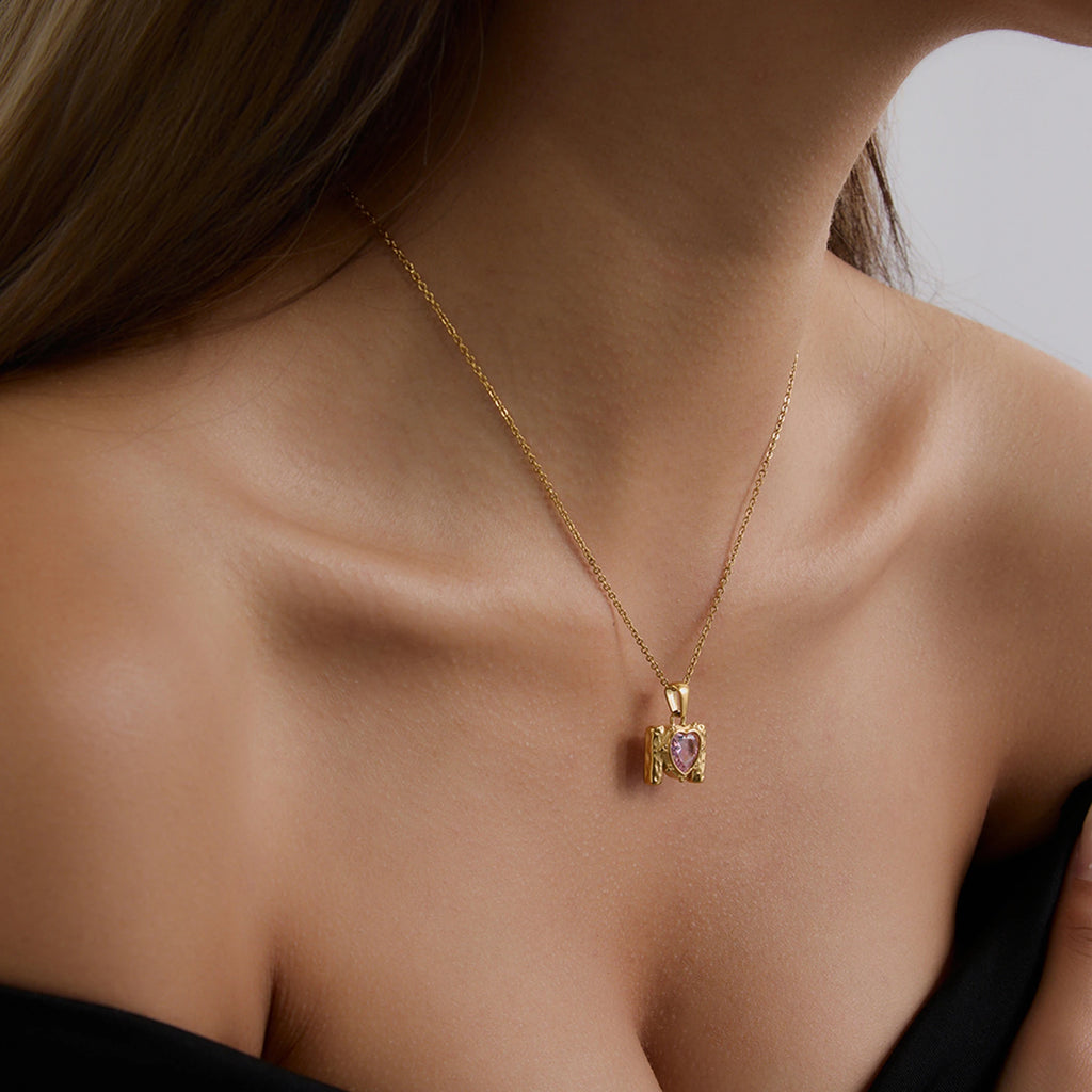 Mini Crystal Pendant Necklace — Stainless Steel · PS150