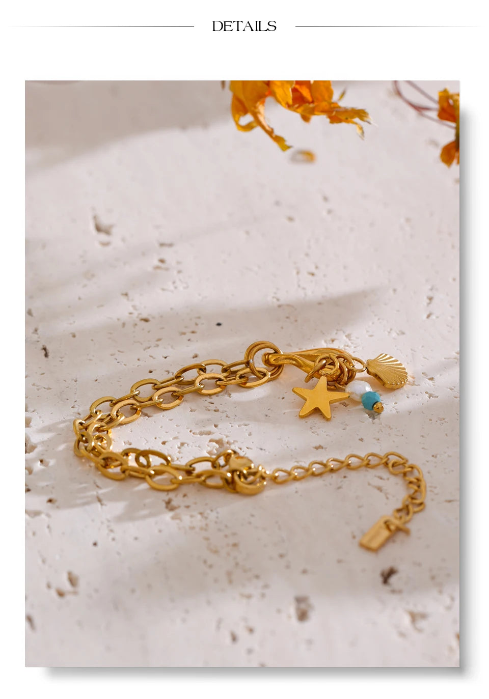 Freshwater Pearl Geometric Chain Bracelet — Gold-Plated Stainless Steel with Freshwater Pearl · PS1874