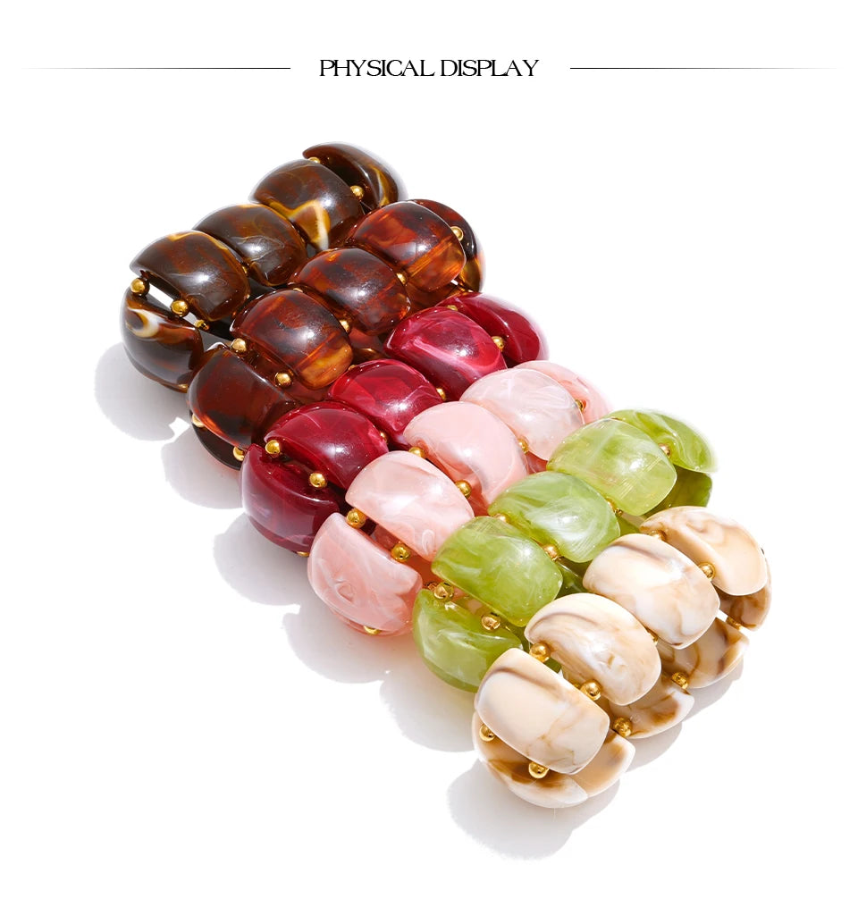 Resin multi-color geometric bracelet in gold-plated stainless steel with resin.