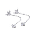 Cubic Zirconia Flower Chain Earrings — Gold-Plated Stainless Steel with Cubic Zirconia · PS1290