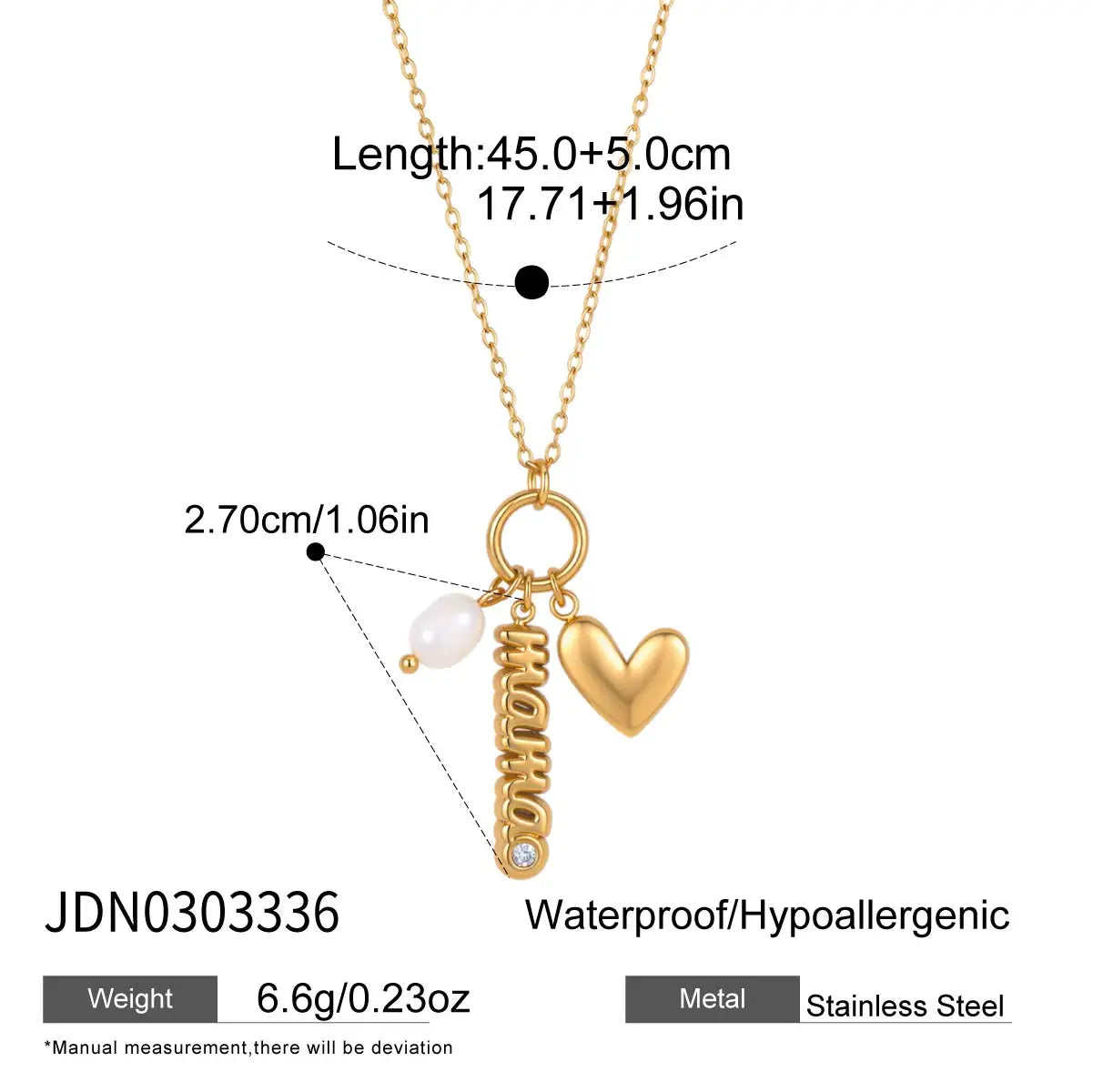 Mom Heart Pendant Necklace — Stainless Steel · PS327