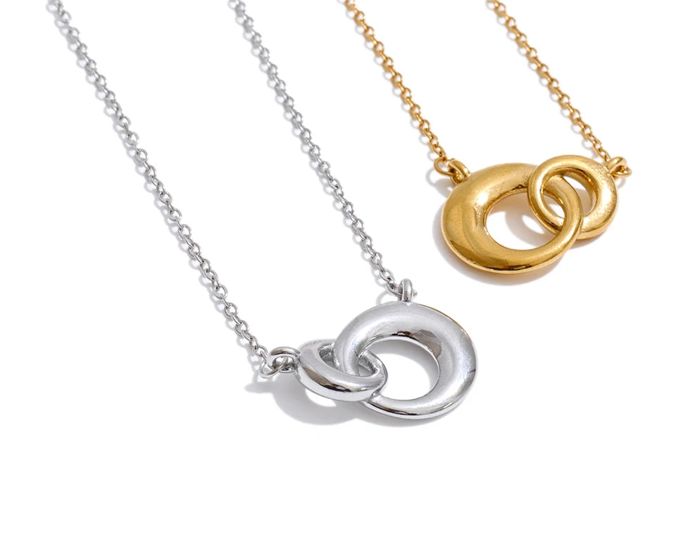 Coin geometric necklace in gold-plated stainless steel.