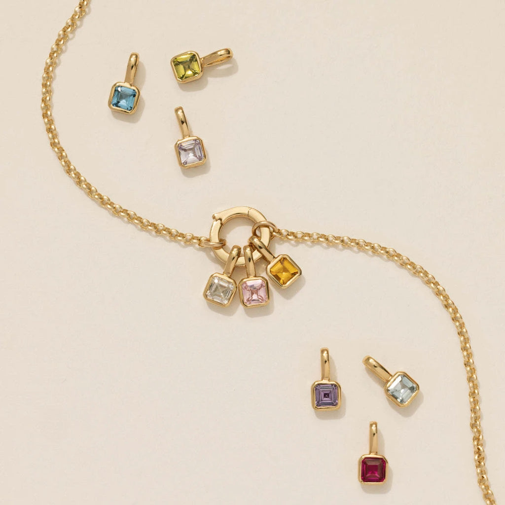 【DIY Pendant】Stainless Steel Birthstone Charm Pendant - PS009