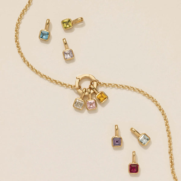【DIY Pendant】Stainless Steel Birthstone Charm Pendant - PS009