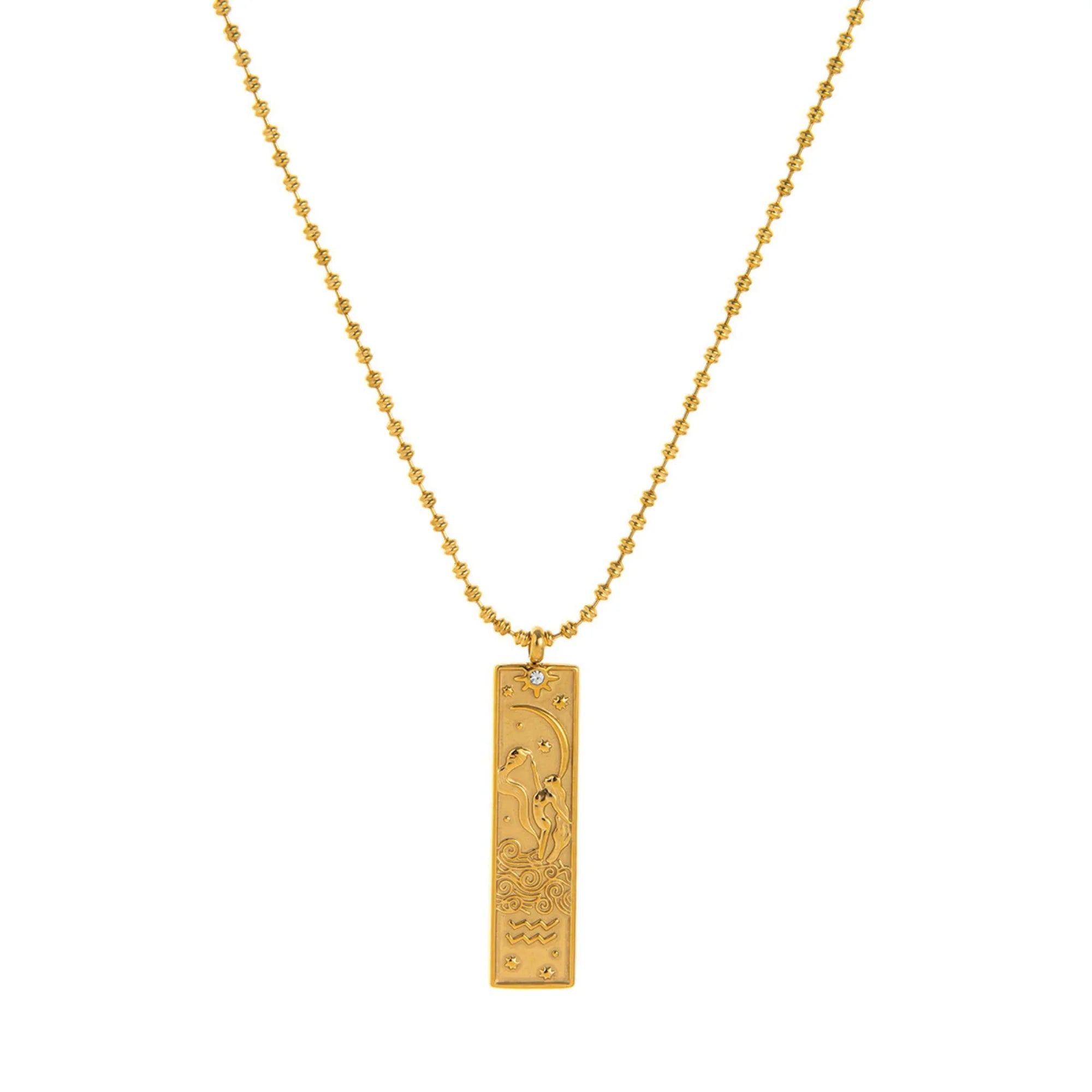 18K gold-plated stainless steel unique zodiac pendant necklace, suitable for daily wear and birthday gifts