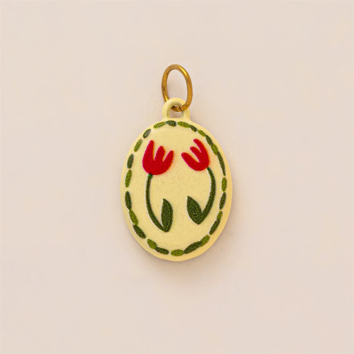 【DIY Pendant】Gold Plated Stainless Steel Oval Charm Pendant - PS012