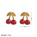 Stainless steel mushroom rabbit cherry earrings for cute women cartoon gold plating color preservation