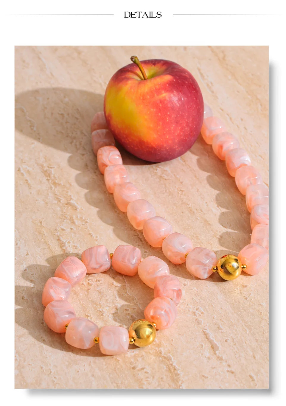 Acrylic Beaded Geometric Necklace — Gold-Plated Stainless Steel with Acrylic · PS2198