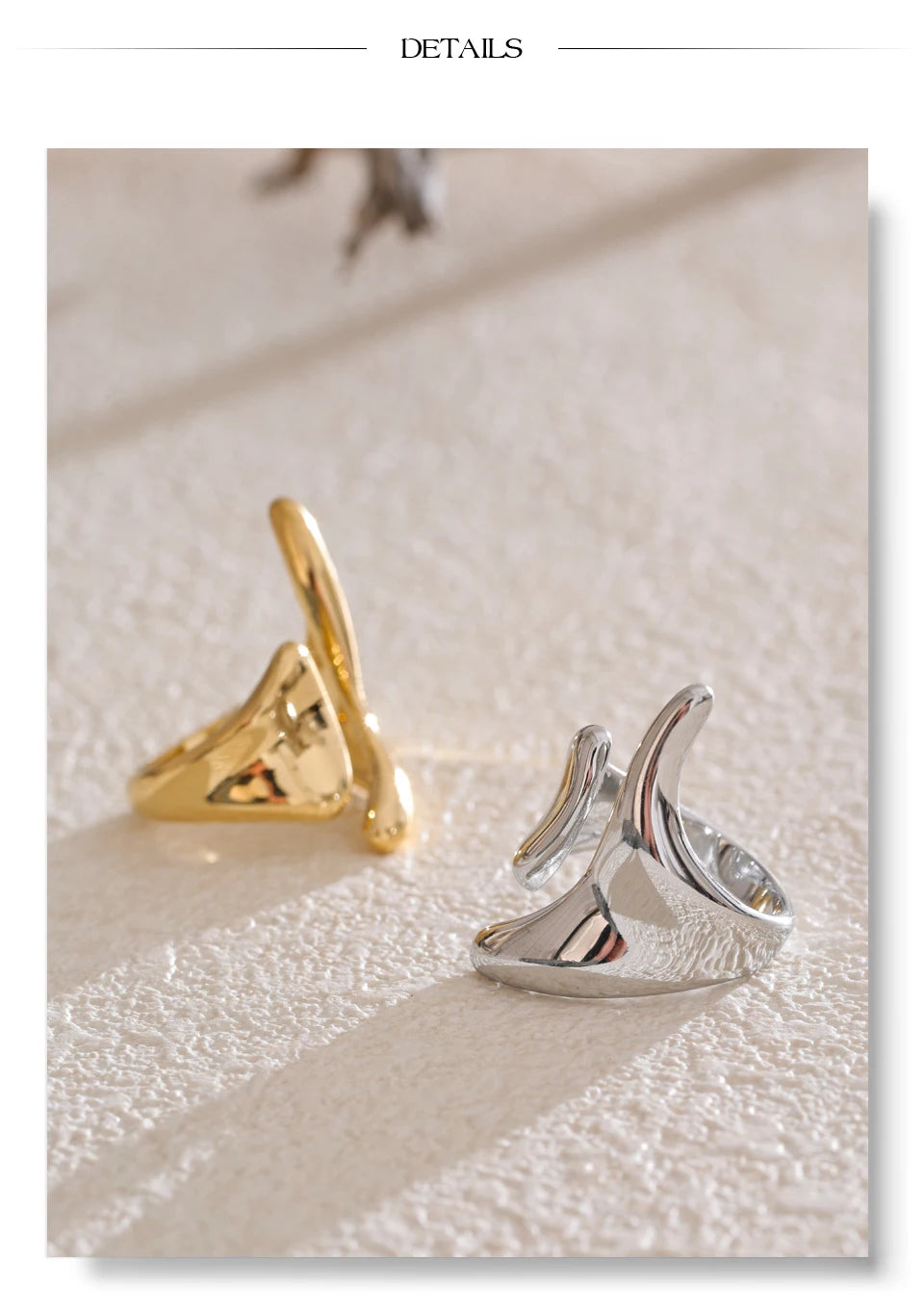 Geometric ring in 18K gold-plated stainless steel.