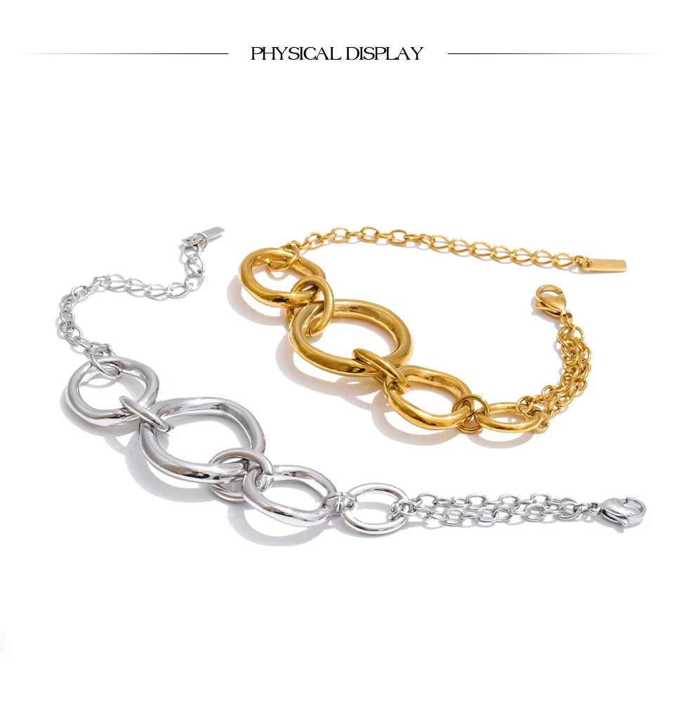 Geometric Chain Bracelet — Gold-Plated Stainless Steel · PS1183