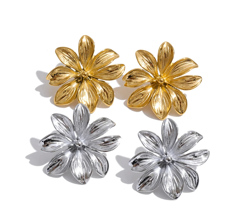 Flower Earrings — Gold-Plated Stainless Steel · PS2133