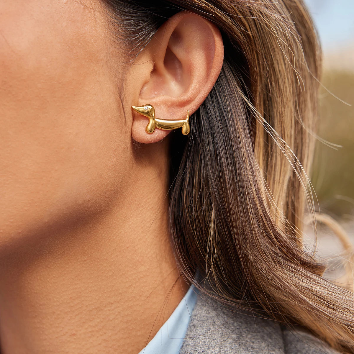Knot Bar Stud Earrings — Stainless Steel · PS071